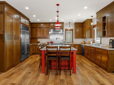 Heritage Kitchen Amish Made Kalona Iowa cabinets home red island